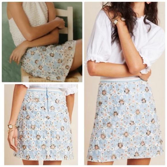 Anthropologie Dresses & Skirts - |anthro| Maeve Persephone beaded mini in blue - 16